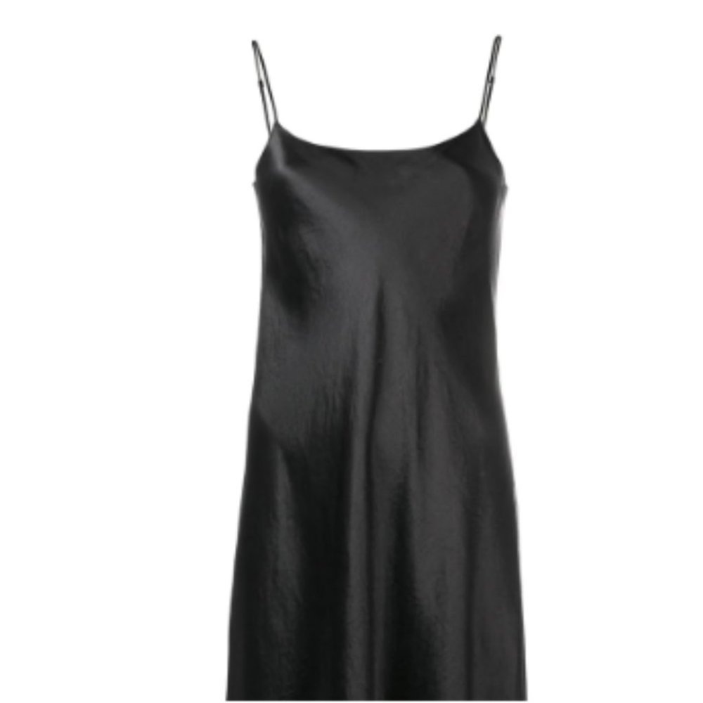 Vince Slip Satin Mini Dress in Black Medium Spaghetti Strap